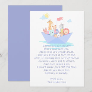 Tarjeta de agradecimiento para baby shower del Arc
