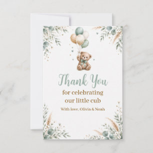 Tarjeta de agradecimiento para baby shower del osi