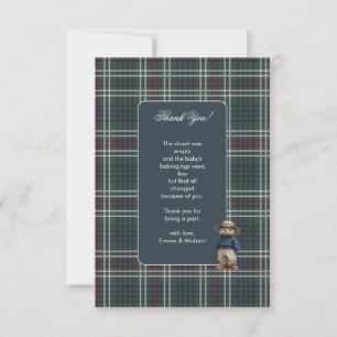 Tarjeta de agradecimiento para baby shower del oso