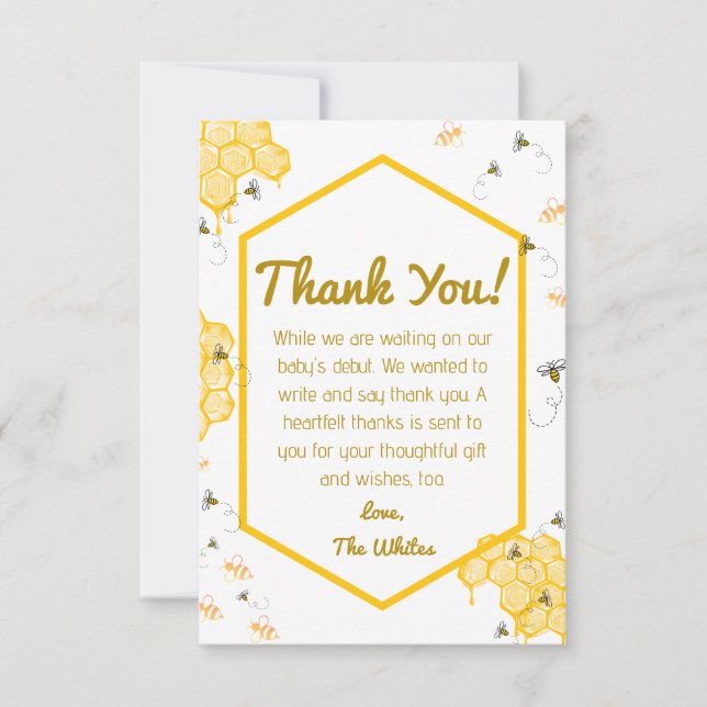 Tarjeta de agradecimiento para baby shower Dulce c (Anverso)