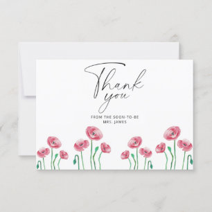 Tarjeta de agradecimiento para baby shower floral