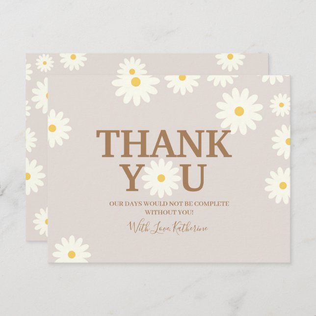 Tarjeta de agradecimiento para baby shower floral  (Anverso / Reverso)