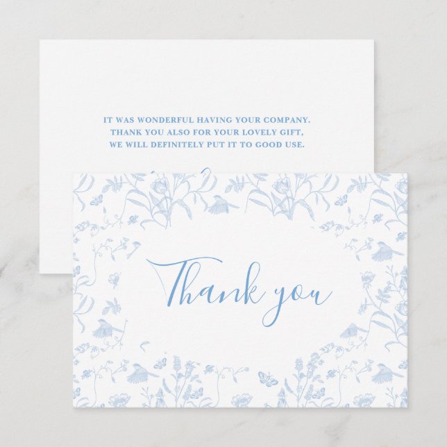 Tarjeta de agradecimiento para baby shower floral  (Anverso / Reverso)