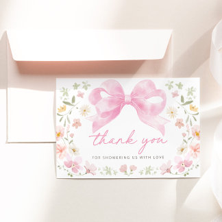 Tarjeta de agradecimiento para baby shower floral