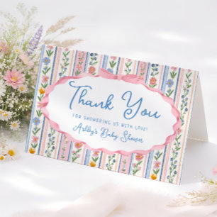 Tarjeta de agradecimiento para baby shower floral 