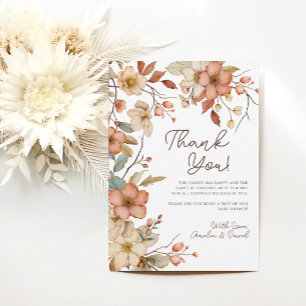 Tarjeta de agradecimiento para baby shower floral