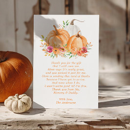 Tarjeta de agradecimiento para baby shower floral