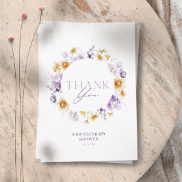 Tarjeta de agradecimiento para baby shower floral