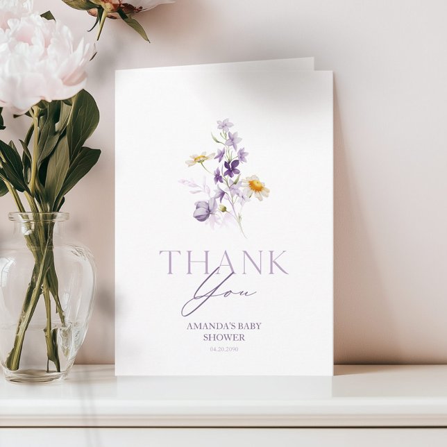 Tarjeta de agradecimiento para baby shower floral (Subido por el creador)