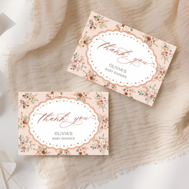 Tarjeta de agradecimiento para baby shower floral  (Subido por el creador)