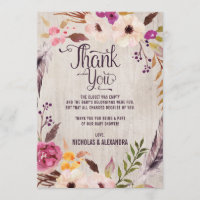 Tarjeta de agradecimiento para baby shower floral