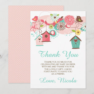Tarjeta de agradecimiento para baby shower floral