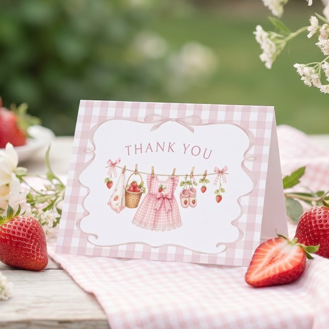 Tarjeta de agradecimiento para baby shower Fresa D (Subido por el creador)