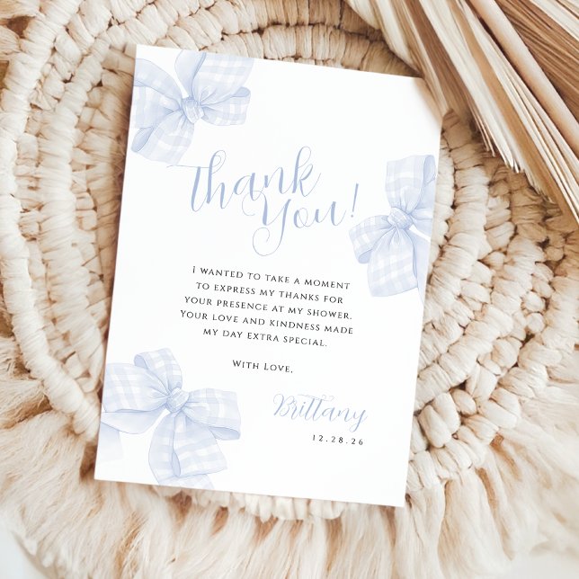 Tarjeta de agradecimiento para baby shower Gingham (Subido por el creador)