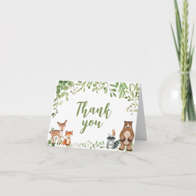 Tarjeta de agradecimiento para baby shower Greener (Anverso)