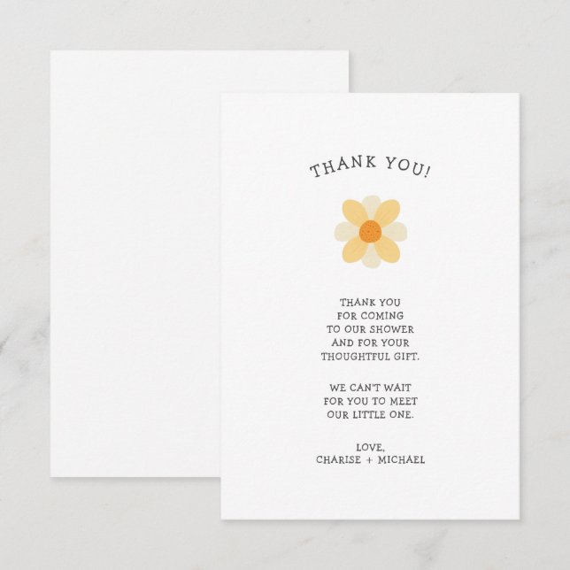 Tarjeta de agradecimiento para baby shower Little  (Anverso / Reverso)