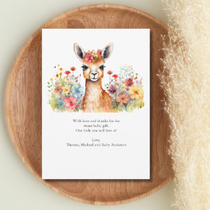 Tarjeta de agradecimiento para baby shower Llama W
