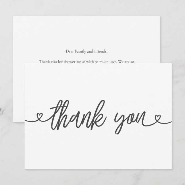 Tarjeta de agradecimiento para baby shower minimal (Anverso / Reverso)
