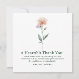 Tarjeta de agradecimiento para baby shower Minimal