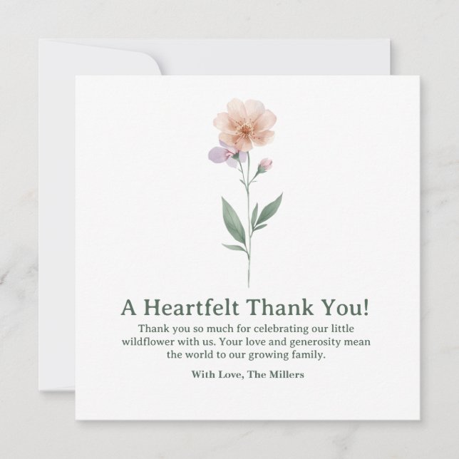 Tarjeta de agradecimiento para baby shower Minimal (Anverso)
