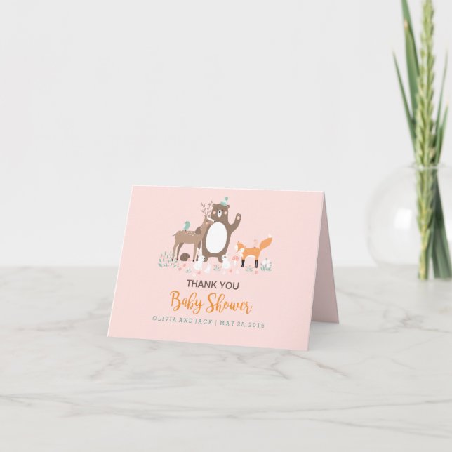 Tarjeta de agradecimiento para Baby Shower Naranja (Anverso)