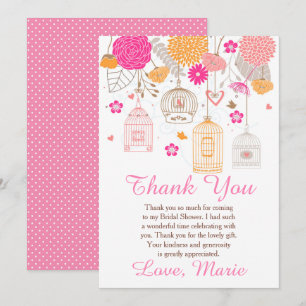 Tarjeta de agradecimiento para baby shower naranja