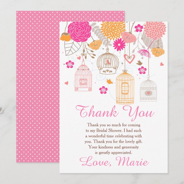 Tarjeta de agradecimiento para baby shower naranja (Anverso / Reverso)