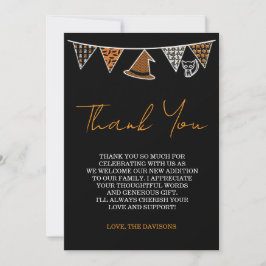 Tarjeta de agradecimiento para baby shower negra d