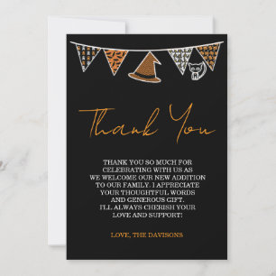 Tarjeta de agradecimiento para baby shower negra d