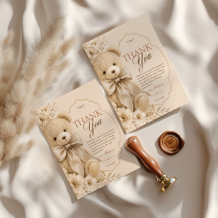 Tarjeta de agradecimiento para Baby Shower Oso Ted
