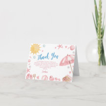 Tarjeta de agradecimiento para baby shower Pink Be