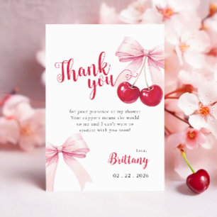 Tarjeta de agradecimiento para baby shower Pink Bo