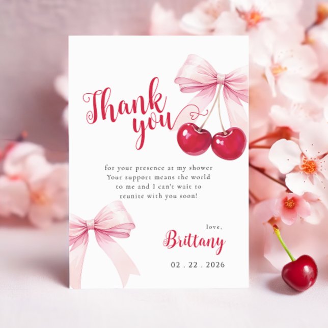 Tarjeta de agradecimiento para baby shower Pink Bo (Subido por el creador)