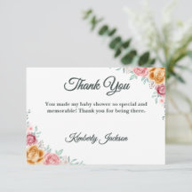 Tarjeta de agradecimiento para baby shower Rosa Do