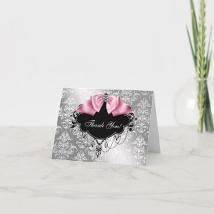 Tarjeta de agradecimiento para baby shower rosa y 