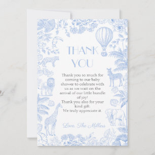 Tarjeta de agradecimiento para baby shower Safari