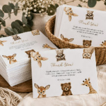 Tarjeta de agradecimiento para baby shower safari