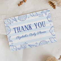 Tarjeta de agradecimiento para baby shower Sea You