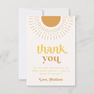 Tarjeta de agradecimiento para Baby Shower Sun Bab