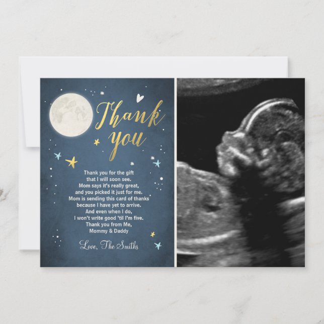 Tarjeta de agradecimiento para Baby Shower Te Amo  (Anverso)