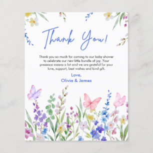 Tarjeta de agradecimiento para baby shower 'Una pe