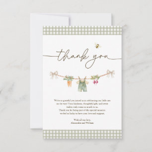 Tarjeta de agradecimiento para baby shower verde c