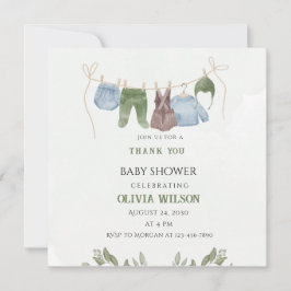 Tarjeta de agradecimiento para baby shower verde p