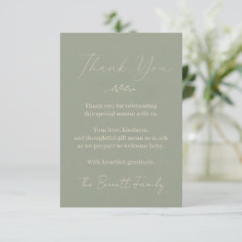 Tarjeta de agradecimiento para baby shower verde s