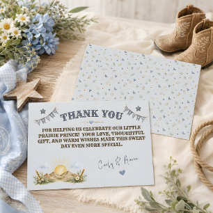 Tarjeta de agradecimiento para baby shower Western