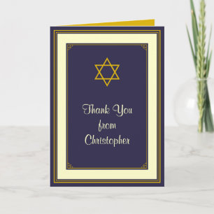 Tarjeta de agradecimiento para Bar Mitzvah azul ma