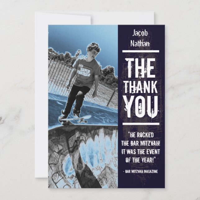 Tarjeta de agradecimiento para Bar Mitzvah de Rock (Anverso)