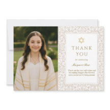 Tarjeta de agradecimiento para Bat Mitzvah elegant
