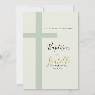 Tarjeta de agradecimiento para bautizo cruz minima