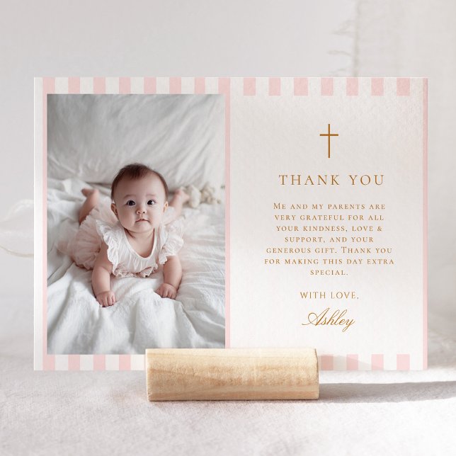 Tarjeta de agradecimiento para bautizo de niña con (Subido por el creador)